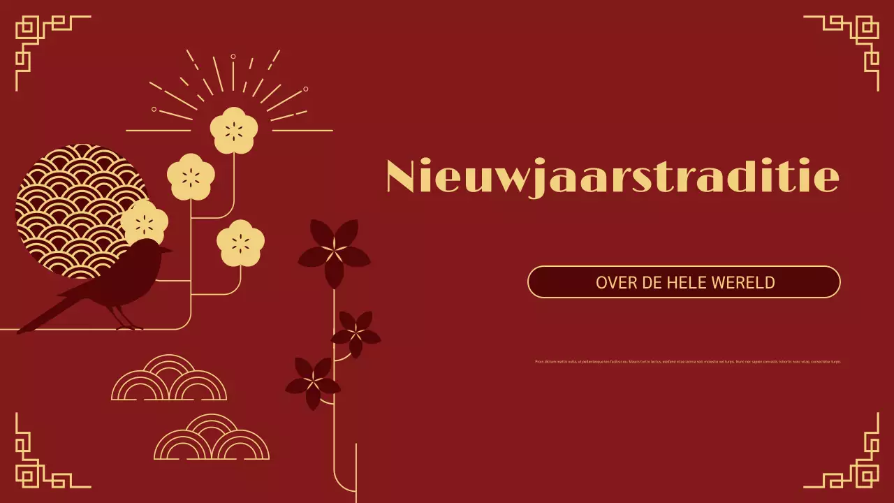 rood en goud traditionele lunar new year presentatie