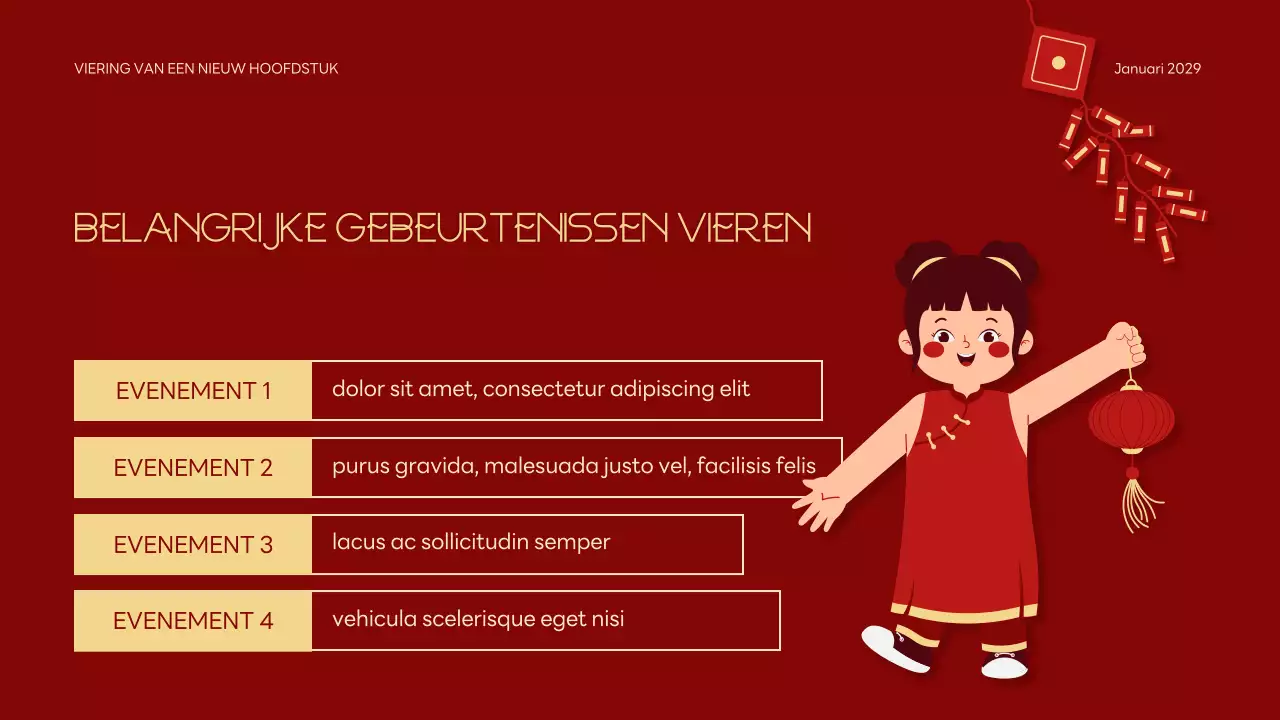 Rode traditionele Lunar New Year presentatie