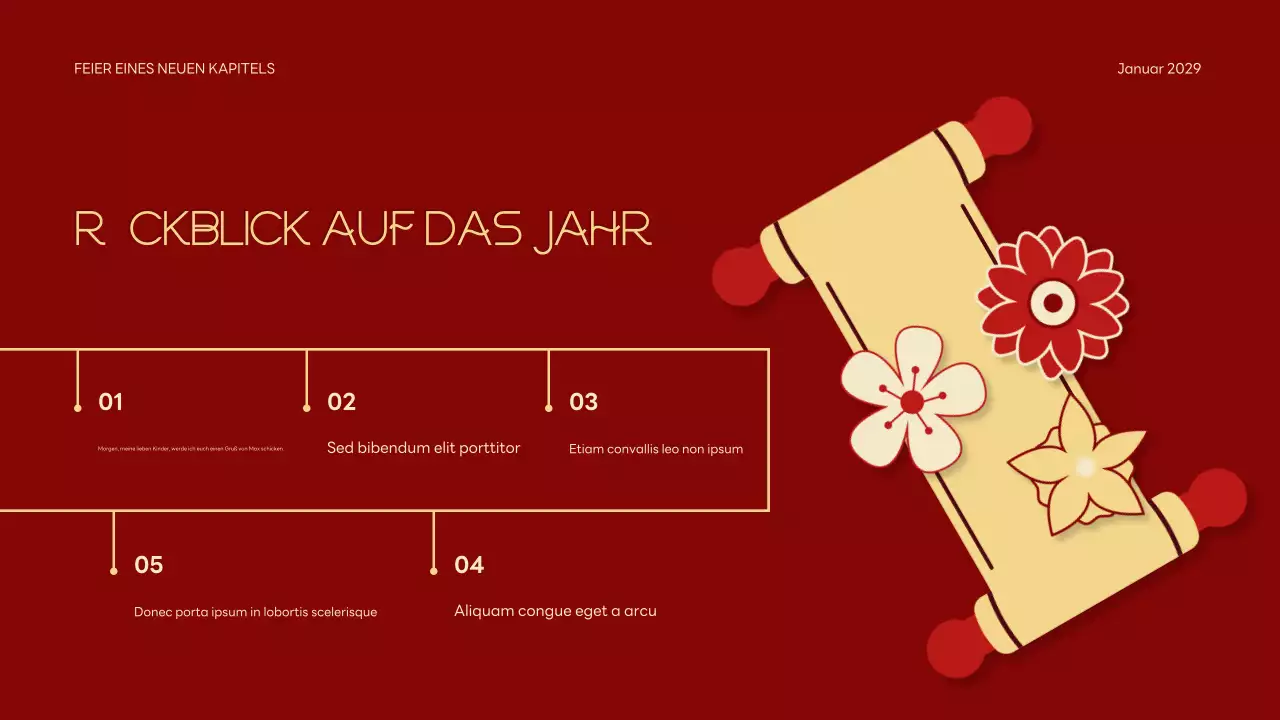 Rote traditionelle Neujahrsvorstellung