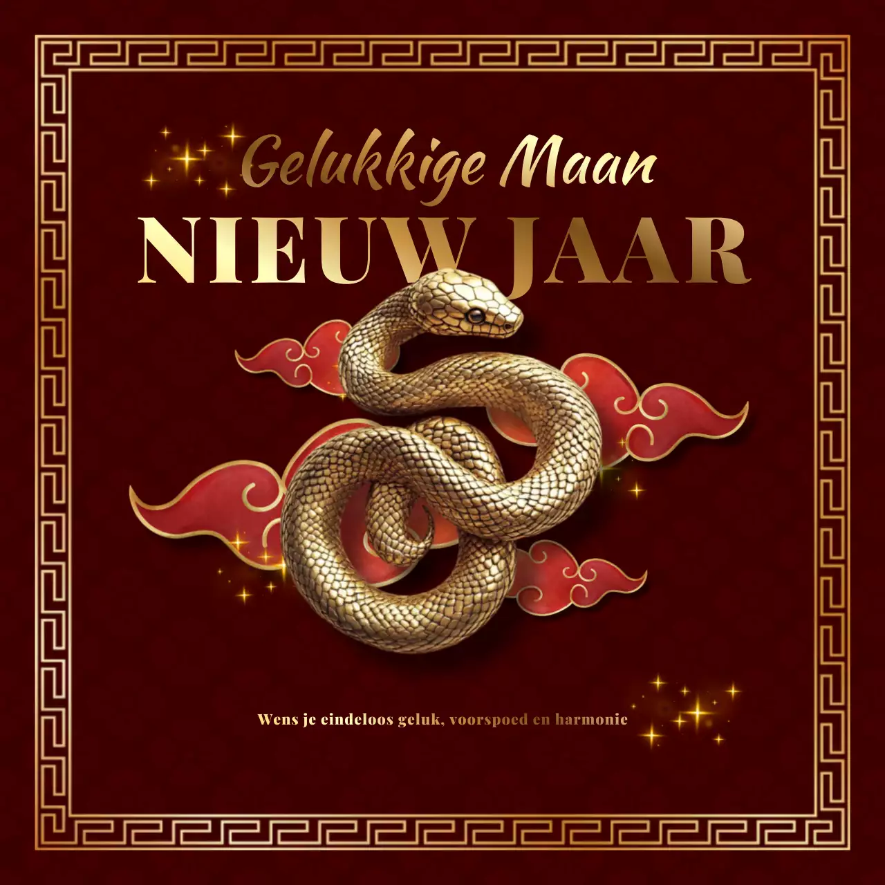 Rood en gouden Lunar New Year Social Media Square