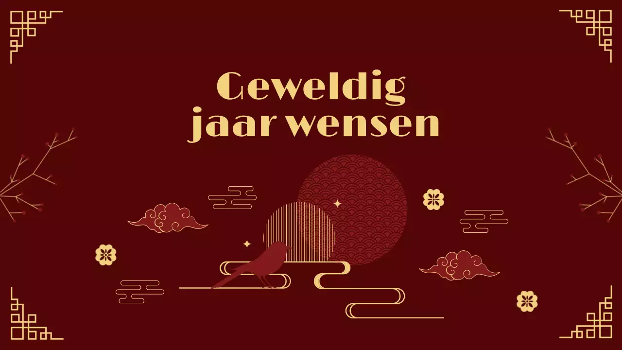 rood en goud traditionele lunar new year presentatie