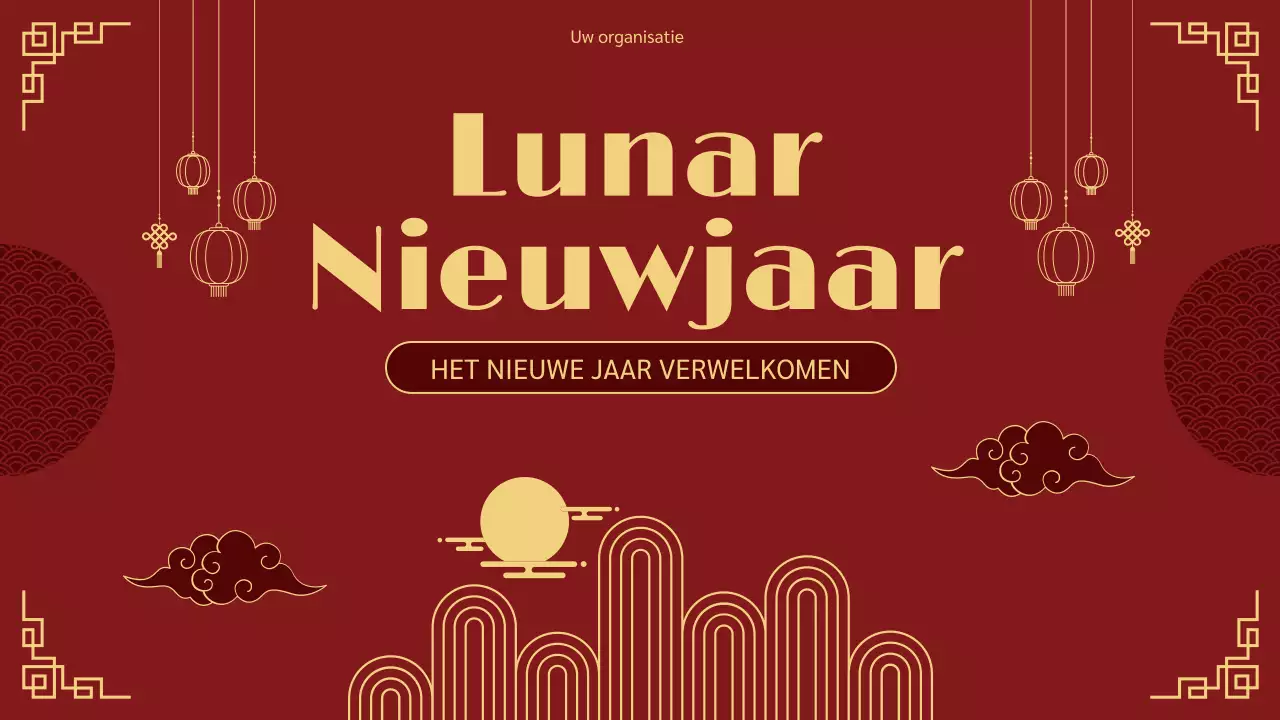 rood en goud traditionele lunar new year presentatie