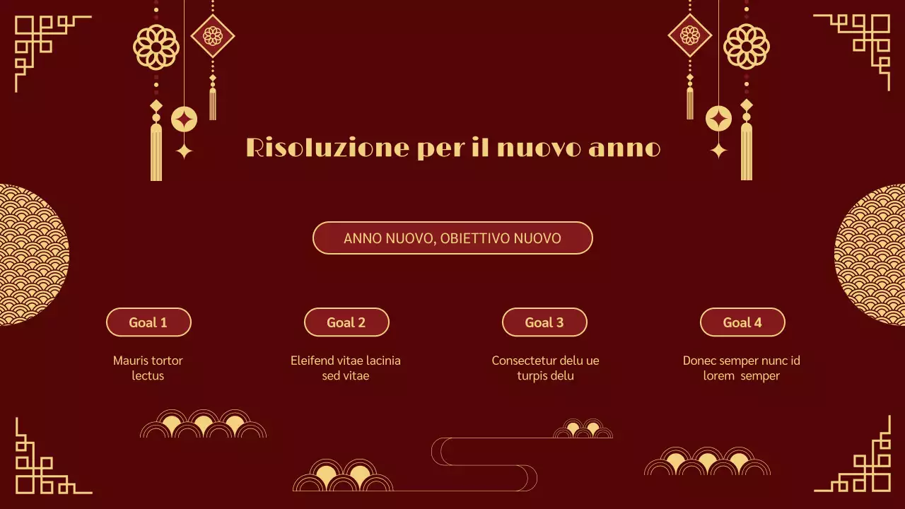 presentazione del capodanno lunare tradizionale in rosso e oro