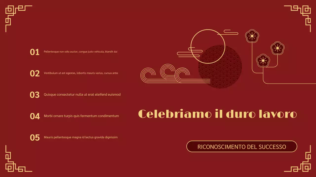 presentazione del capodanno lunare tradizionale in rosso e oro