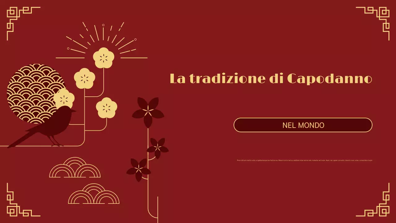 presentazione del capodanno lunare tradizionale in rosso e oro