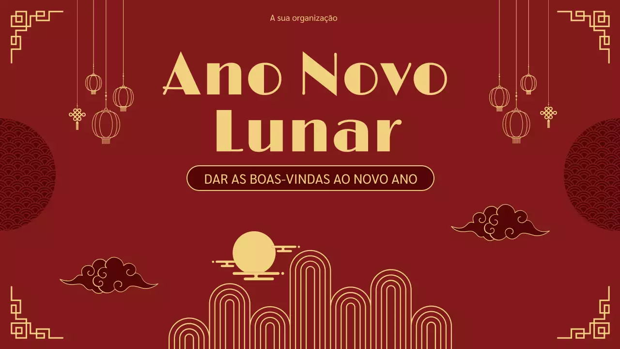 apresentação tradicional do ano novo lunar em vermelho e dourado
