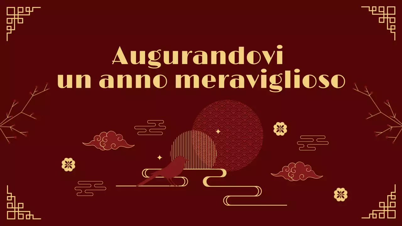 presentazione del capodanno lunare tradizionale in rosso e oro