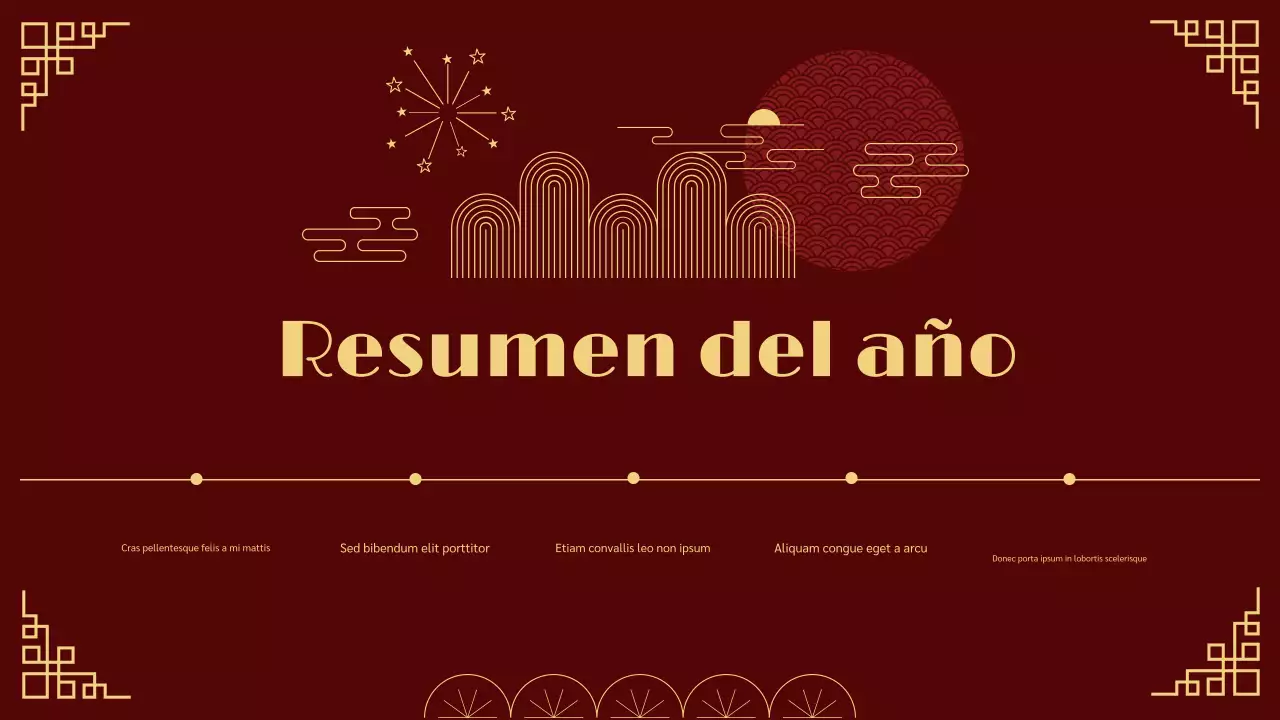 presentación tradicional del año nuevo lunar en rojo y dorado