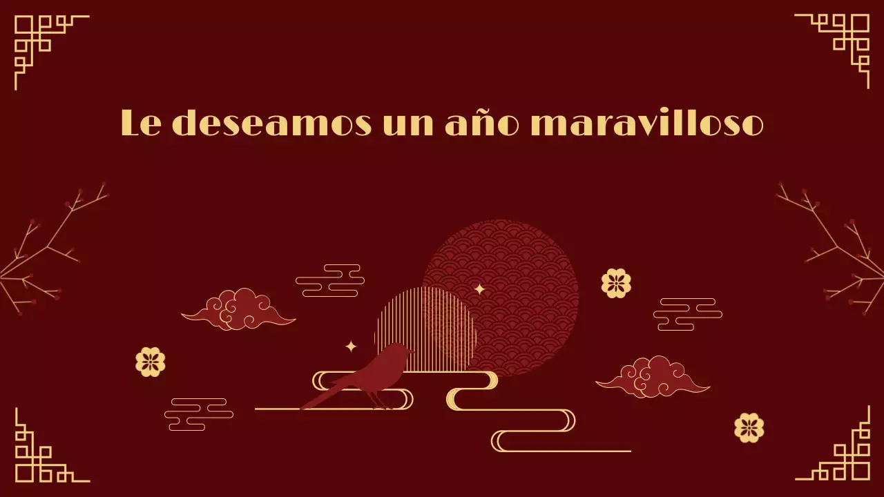 presentación tradicional del año nuevo lunar en rojo y dorado