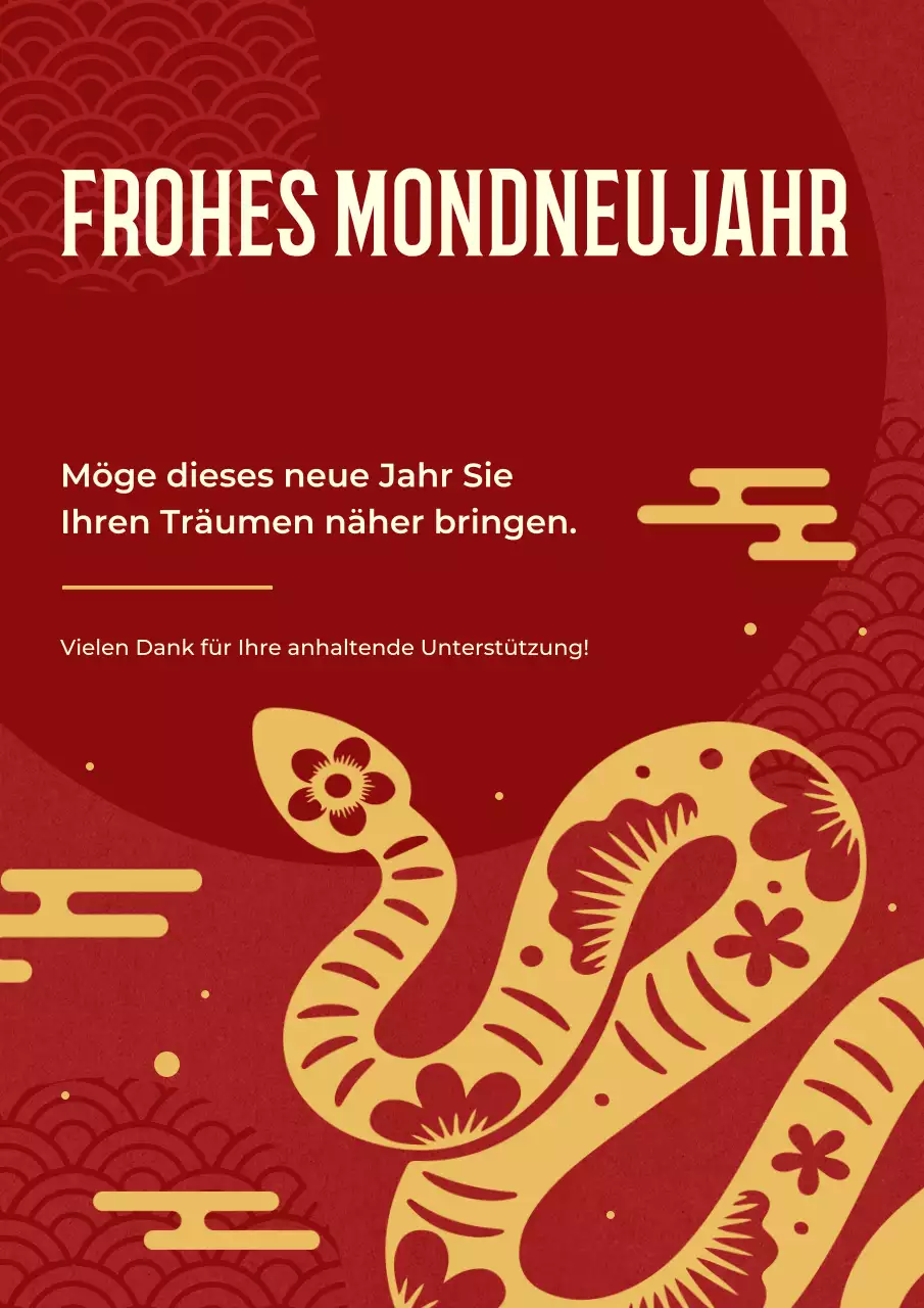 rote traditionelle Mondneujahrs-Grußkarte