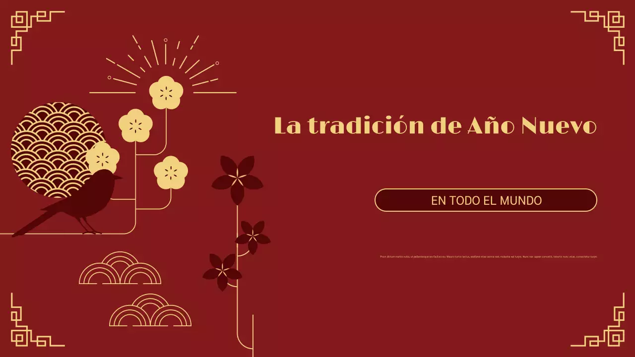 presentación tradicional del año nuevo lunar en rojo y dorado