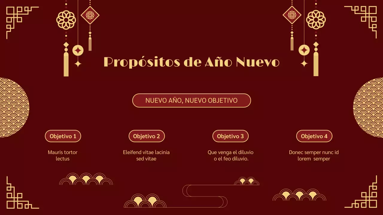 presentación tradicional del año nuevo lunar en rojo y dorado