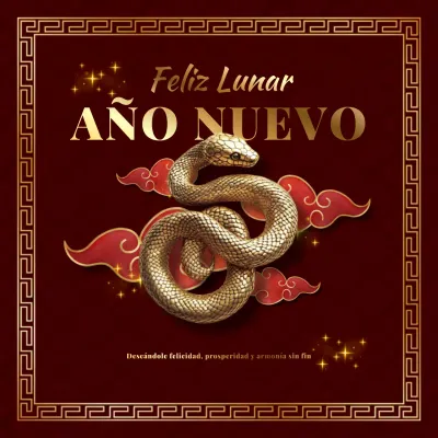 Plaza roja y dorada para redes sociales del Año Nuevo Lunar