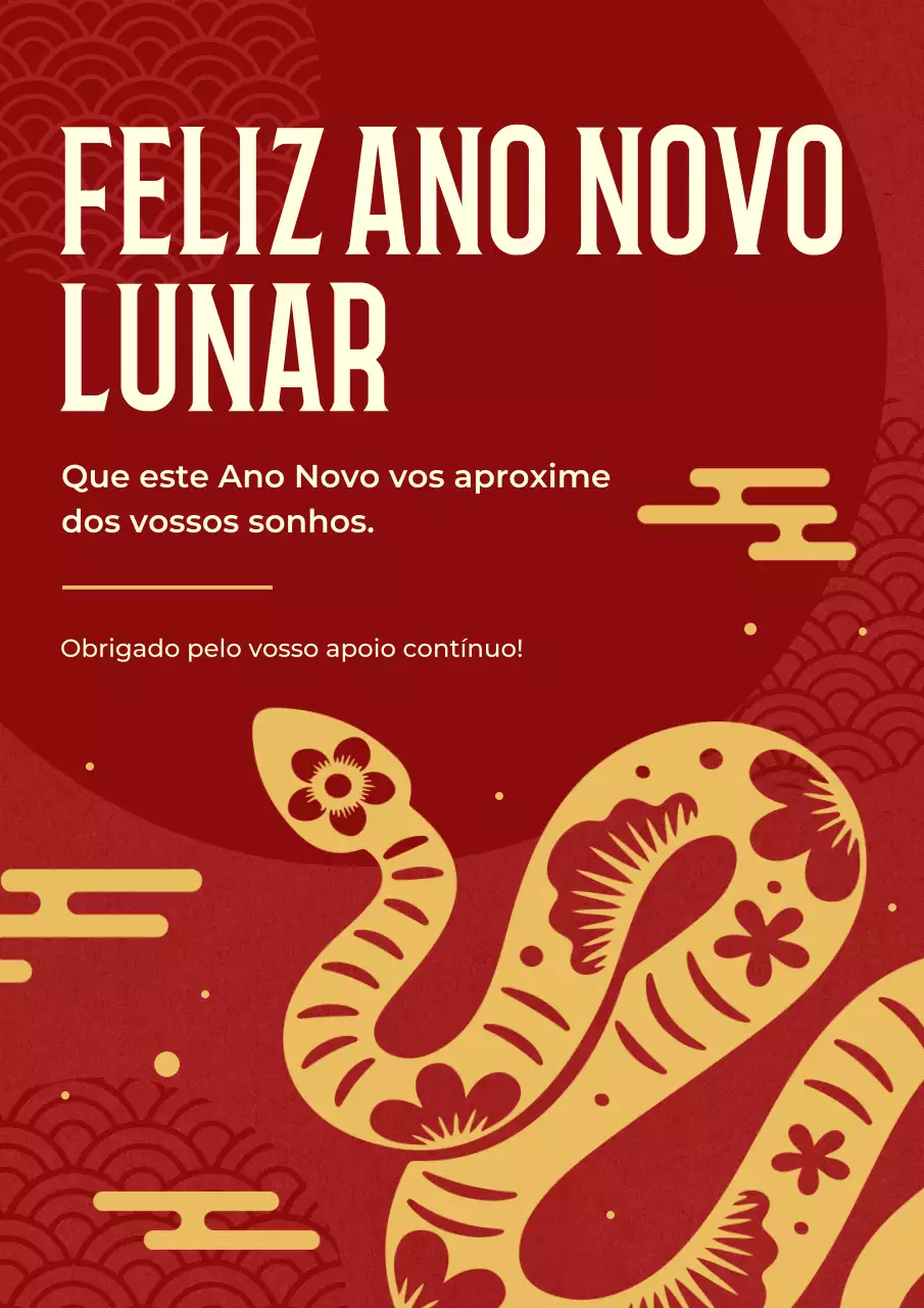 cartão de felicitações tradicional vermelho do ano novo lunar