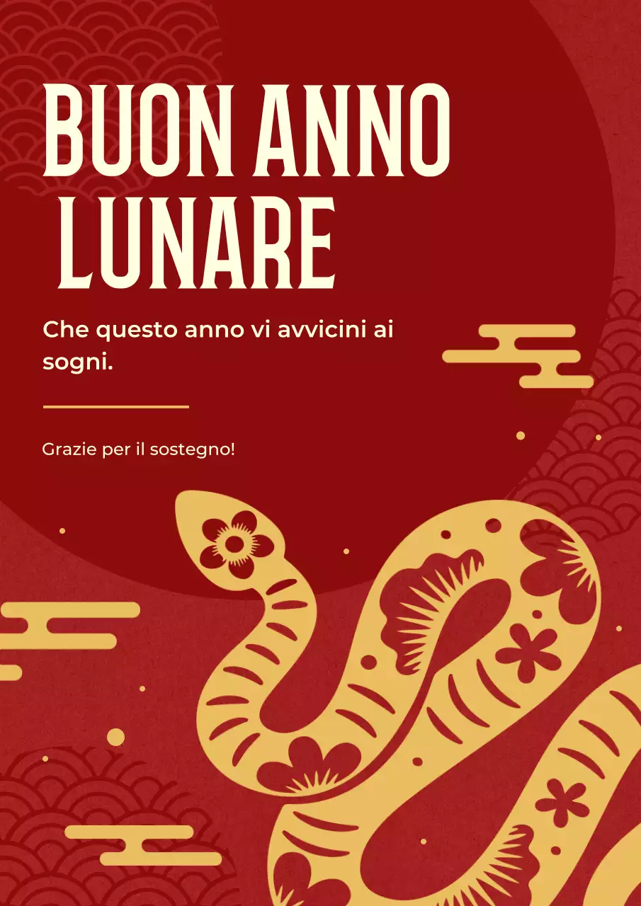biglietto d'auguri tradizionale rosso per il capodanno lunare