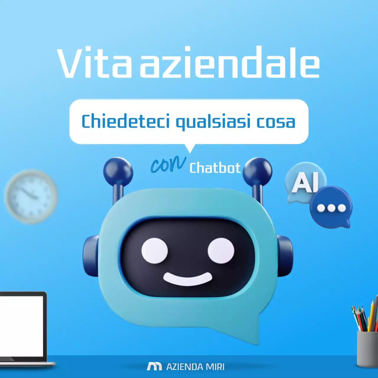 Promuovere l'IA moderna di colore blu chiaro