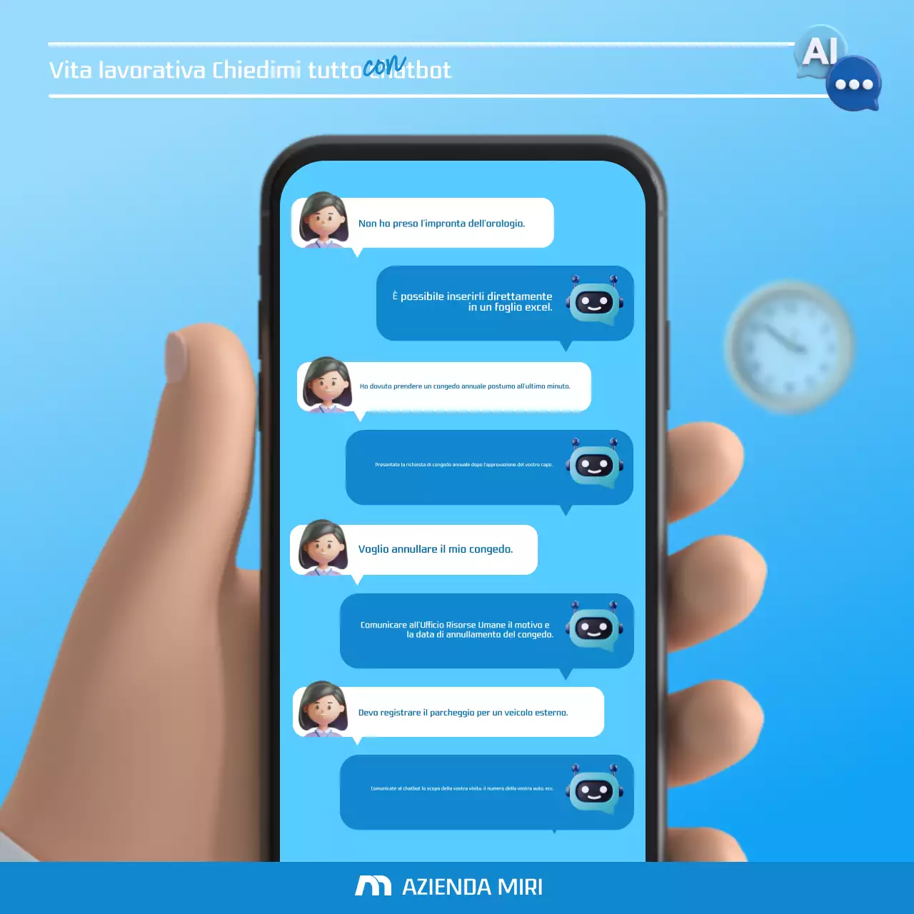 Promuovere l'IA moderna di colore blu chiaro