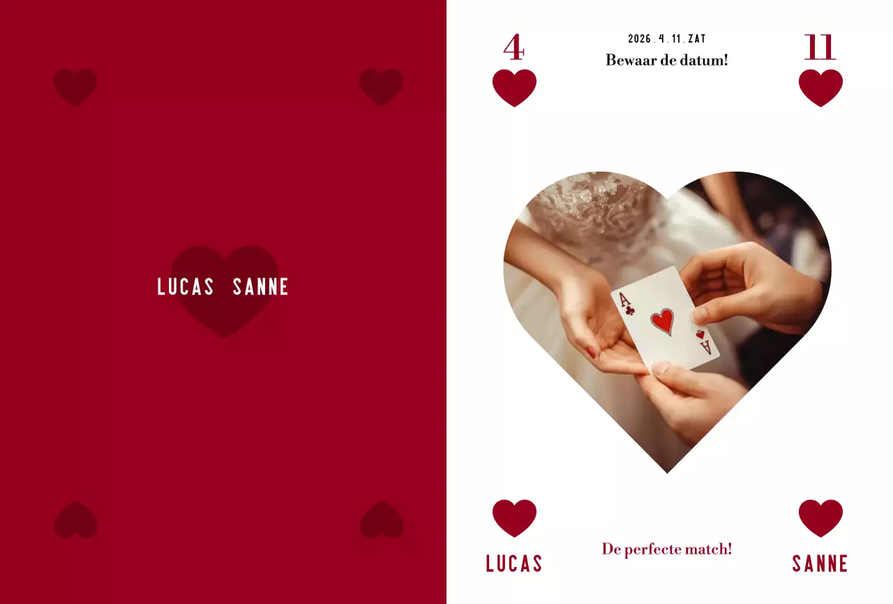 Rode eenvoudige huwelijksuitnodiging