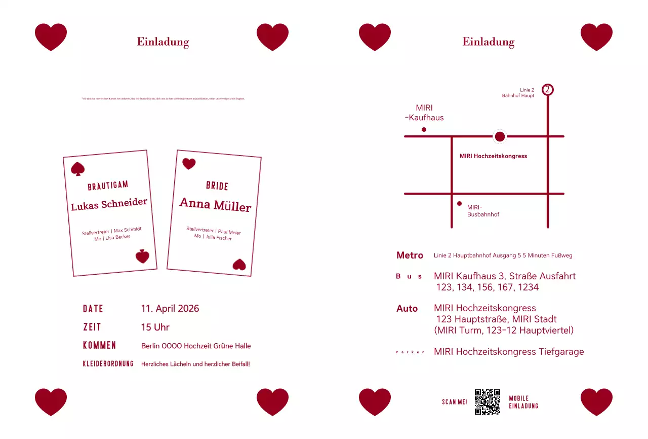 Rote einfache Hochzeitseinladung