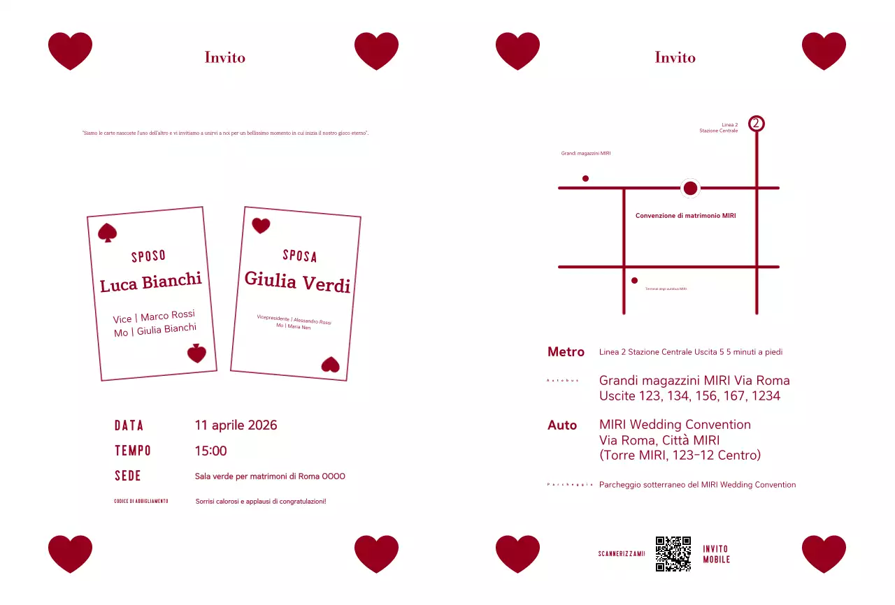 Invito di nozze semplice rosso