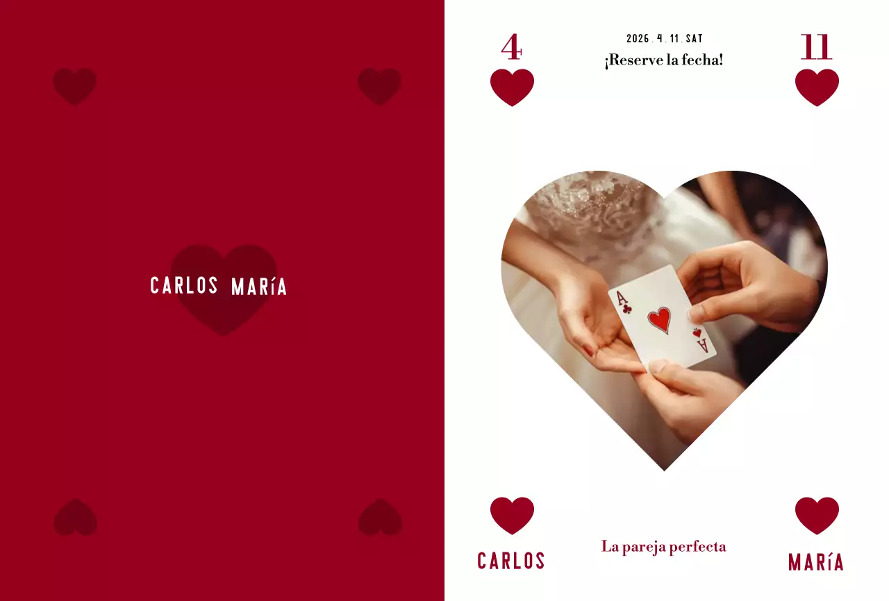 Invitación de boda sencilla en rojo