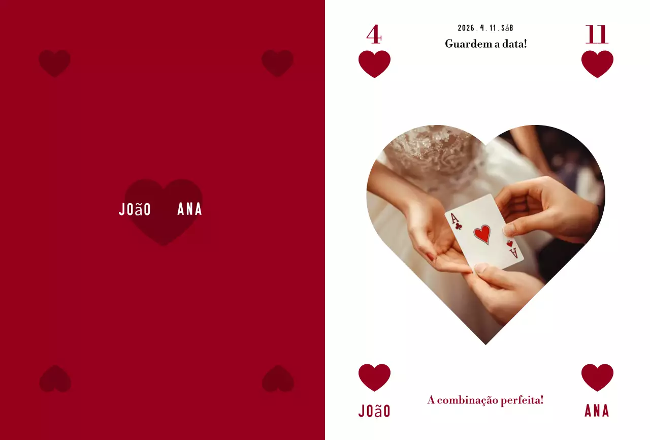 Convite de casamento simples vermelho