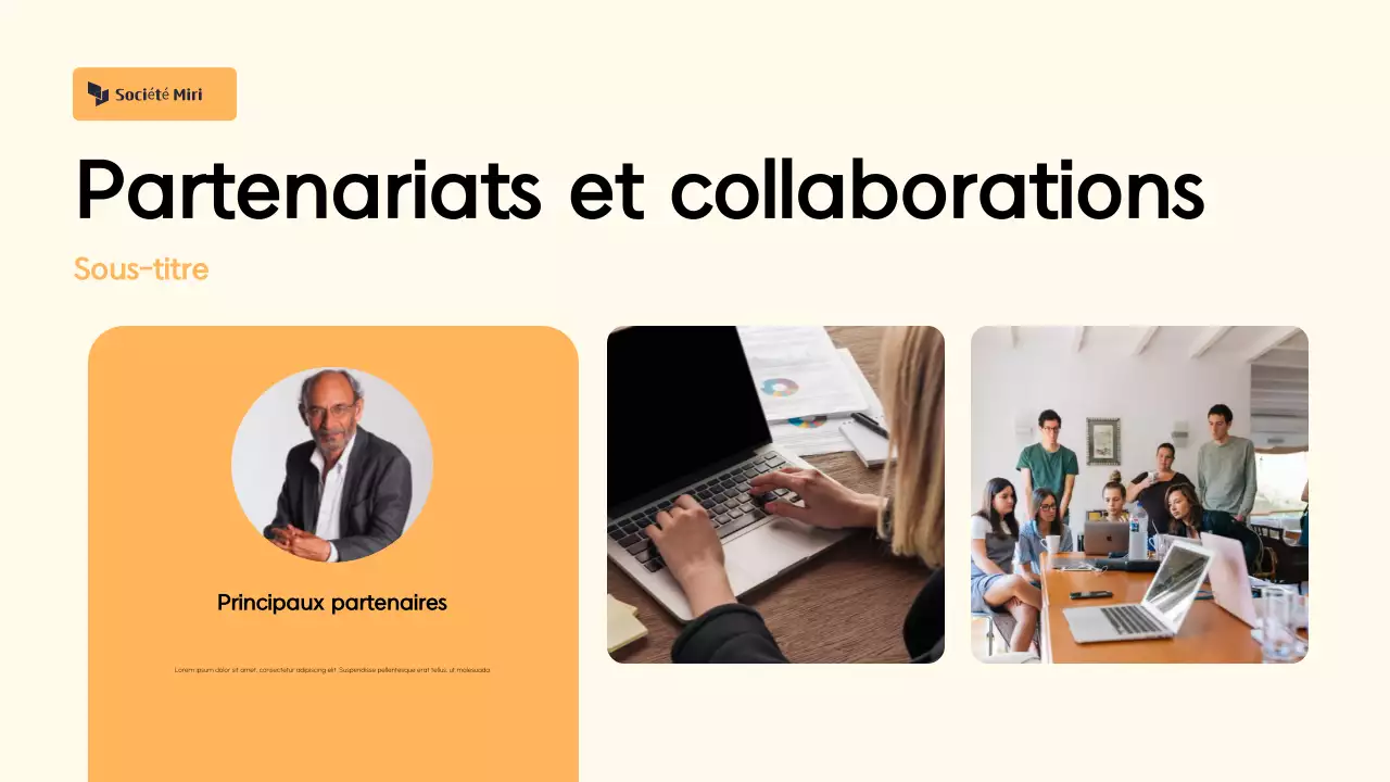 Présentation de la proposition de collecte de fonds orange et crème