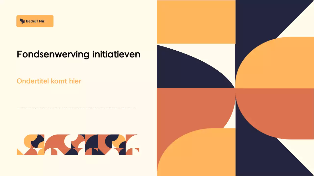 Oranje en crème Abstract Presentatie Fondsenwervingsvoorstel