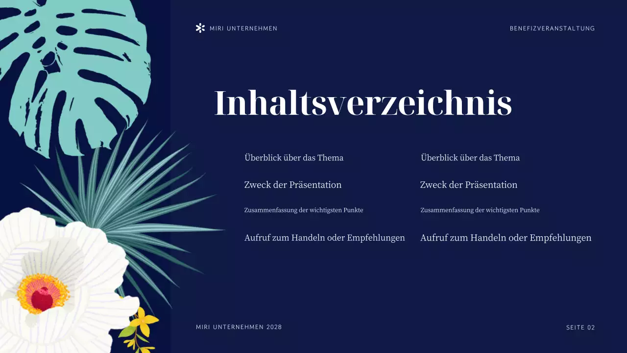 Navy Tropical Präsentation einer gemeinnützigen Organisation