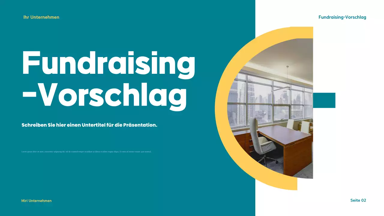 Teal and Yellow Modern Fundraising Proposal Präsentation