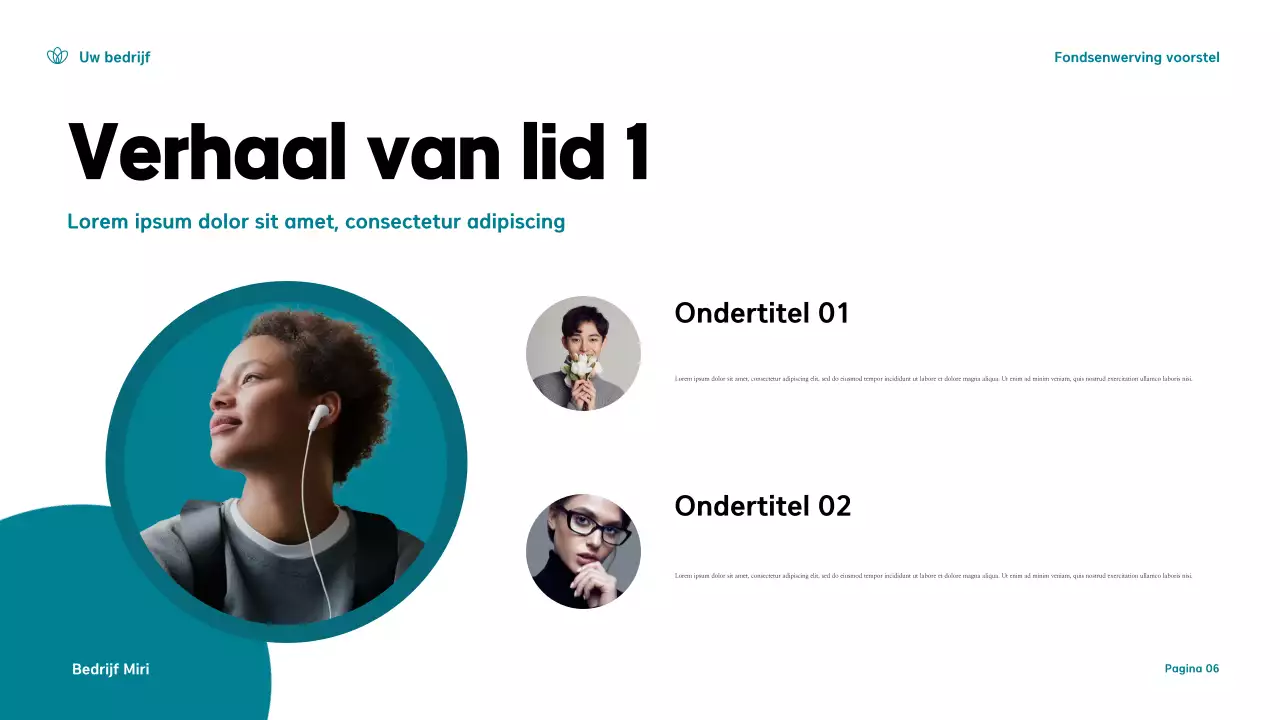 Teal and Yellow Modern Fondsenwerving Voorstel Presentatie