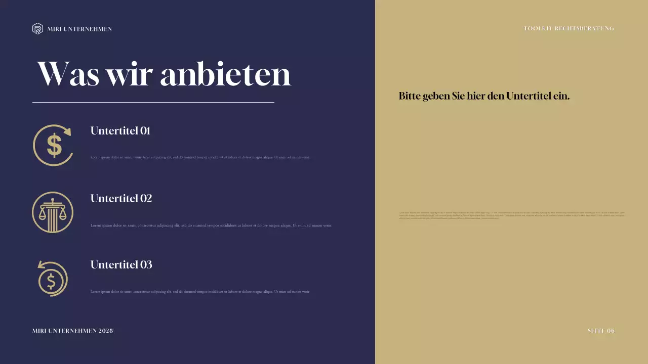 Navy and Gold Modern Legal Consulting Toolkit Präsentation