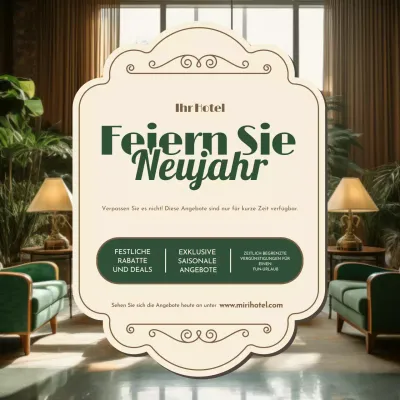 Grün und Beige Hotel Neujahrsförderung Social Media