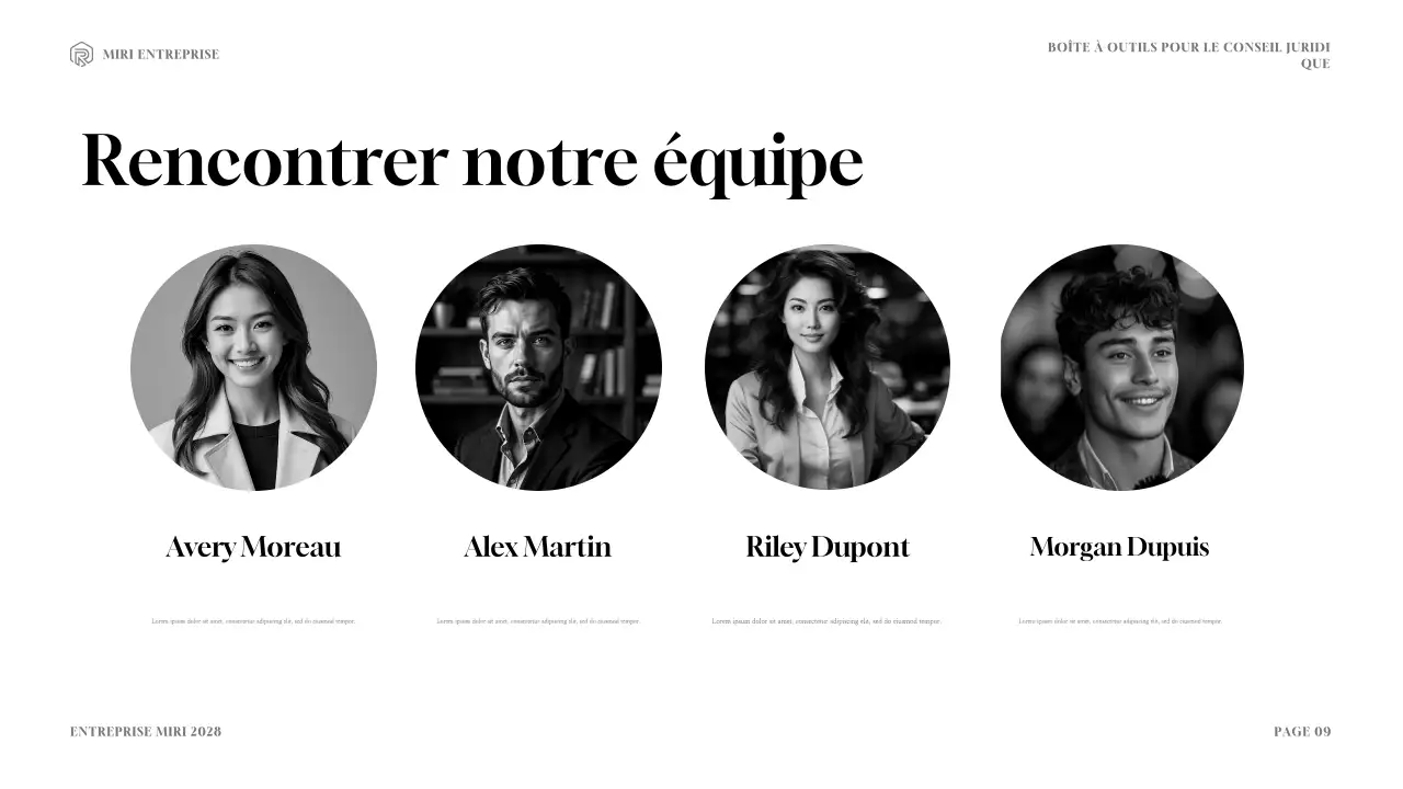 Présentation de la boîte à outils de consultation juridique moderne marine et or