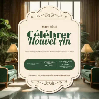 Green and Beige Hotel New Year Promotion Social Media