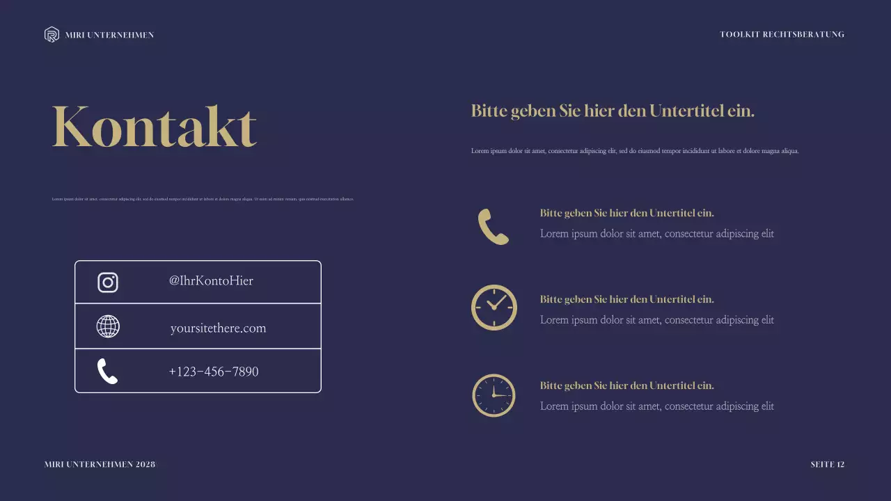 Navy and Gold Modern Legal Consulting Toolkit Präsentation