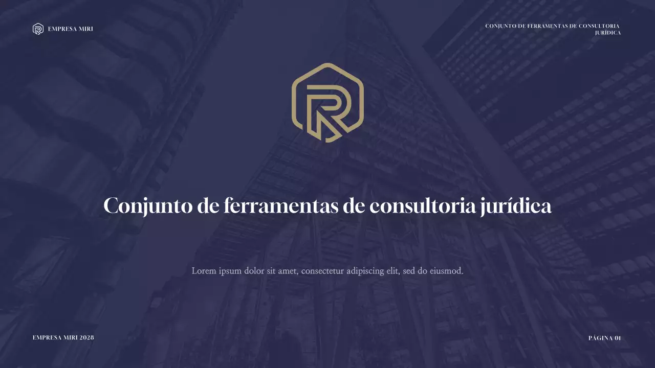 Apresentação do kit de ferramentas de consultoria jurídica moderna Navy and Gold