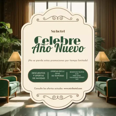 Hotel verde y beige Promoción de Año Nuevo en las redes sociales