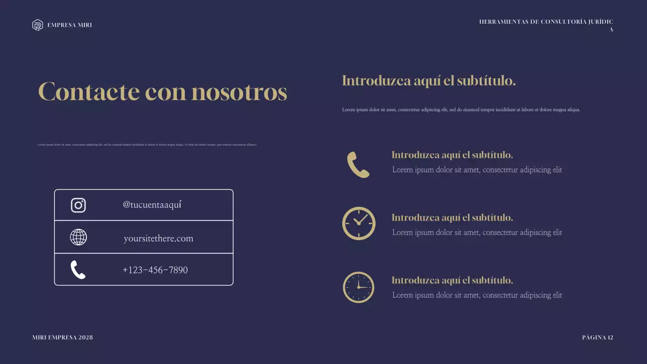 Presentación del kit de herramientas de consultoría jurídica moderna Navy and Gold