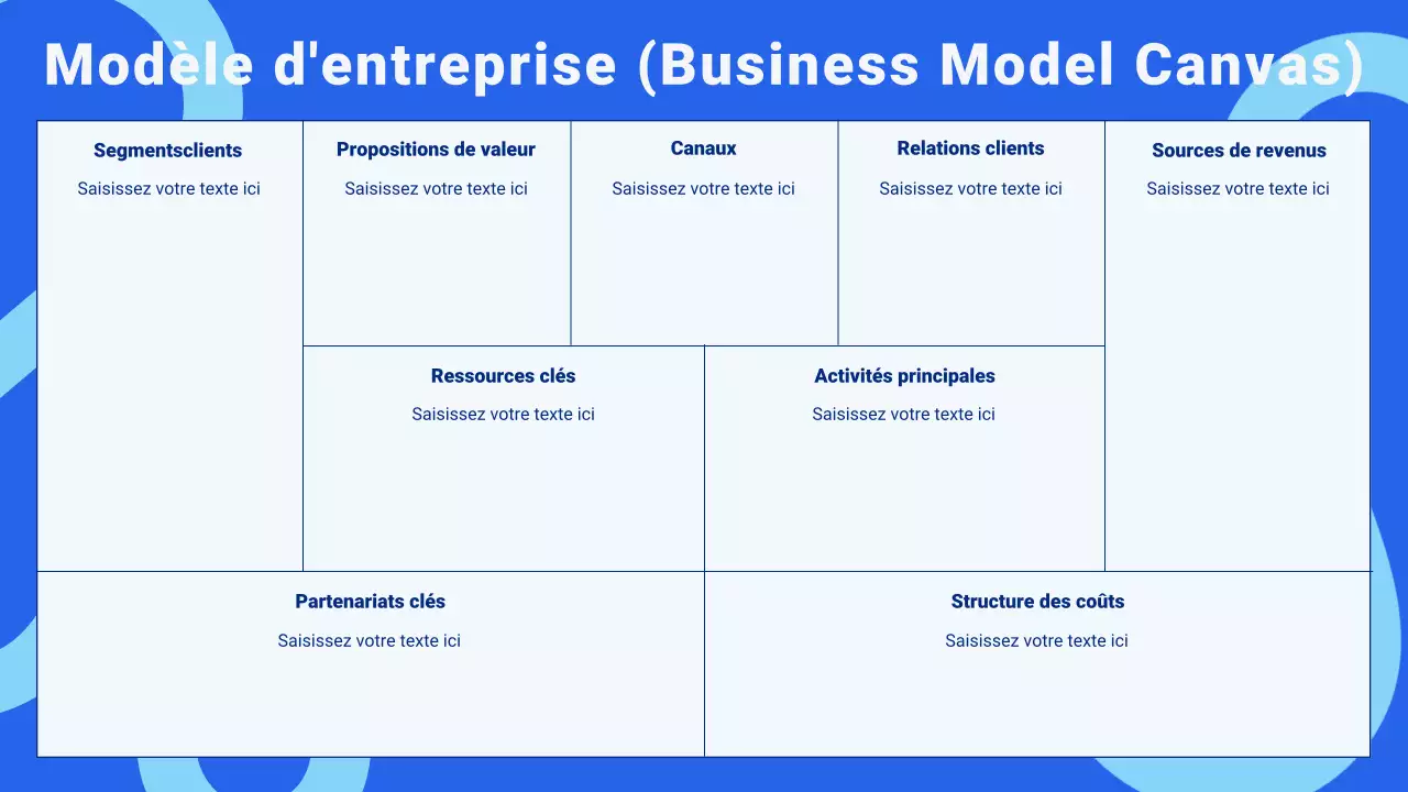 Business Model Canvas moderne bleu et blanc