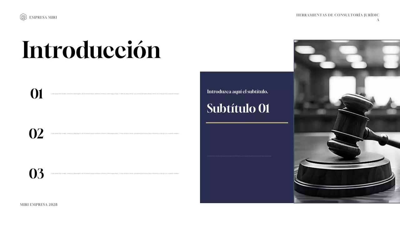 Presentación del kit de herramientas de consultoría jurídica moderna Navy and Gold