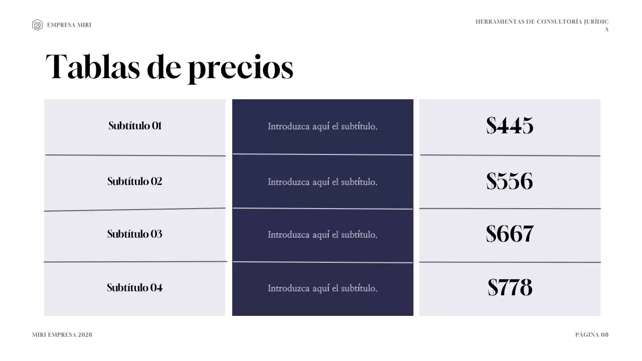 Presentación del kit de herramientas de consultoría jurídica moderna Navy and Gold