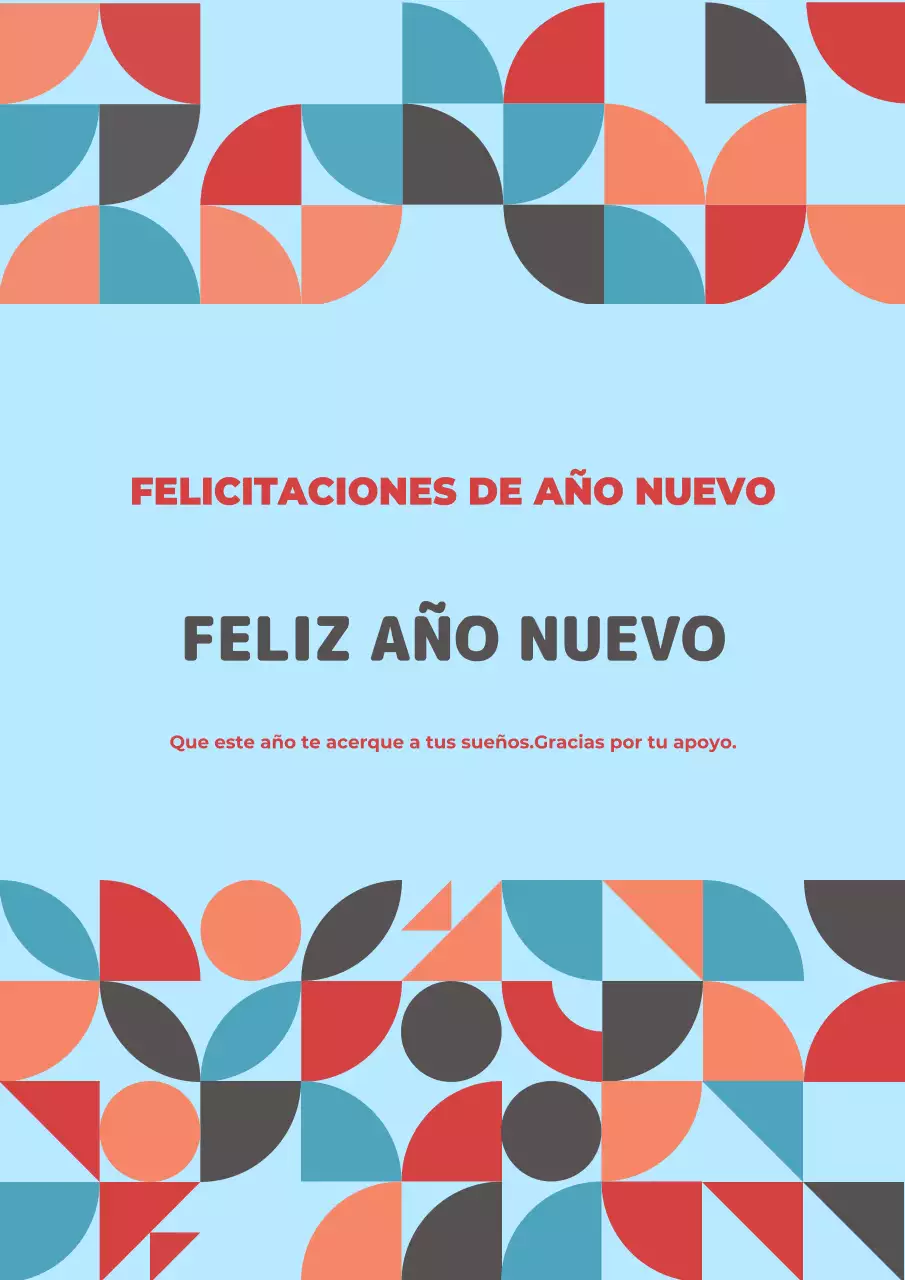 Felicitaciones de Año Nuevo geométricas y coloridas