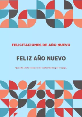 Felicitaciones de Año Nuevo geométricas y coloridas