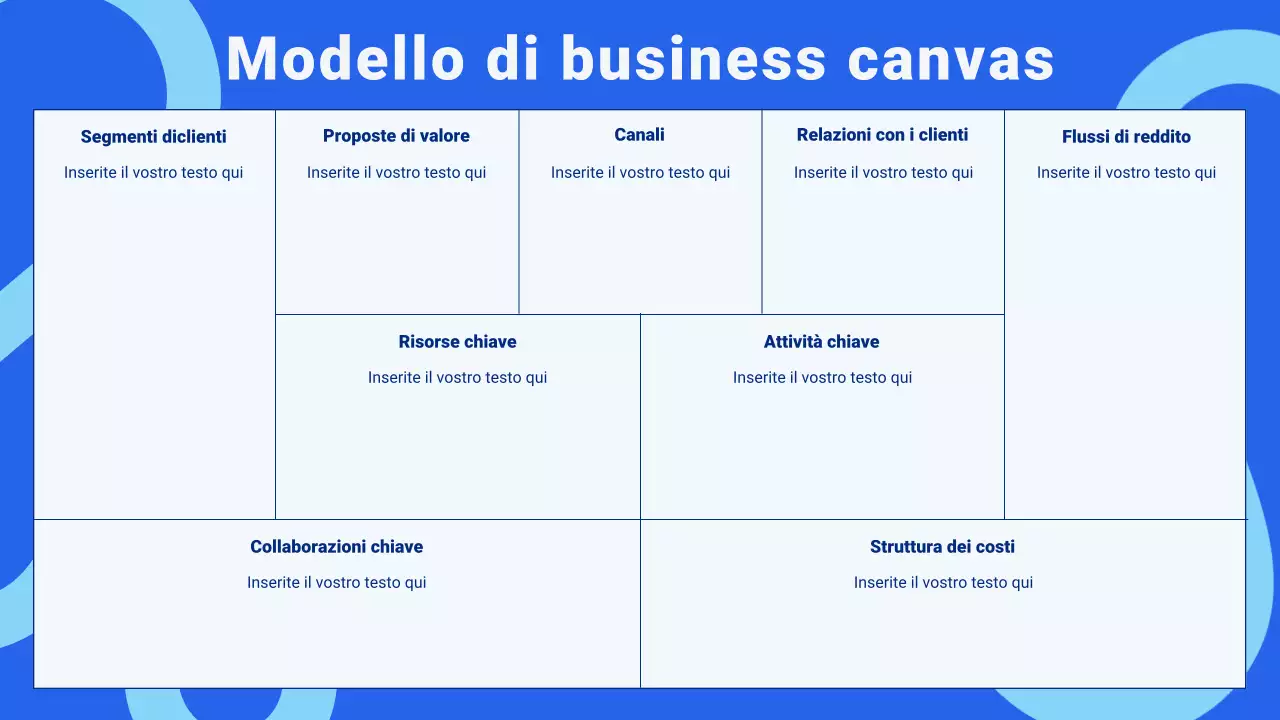 Tela moderna del modello di business in bianco e blu