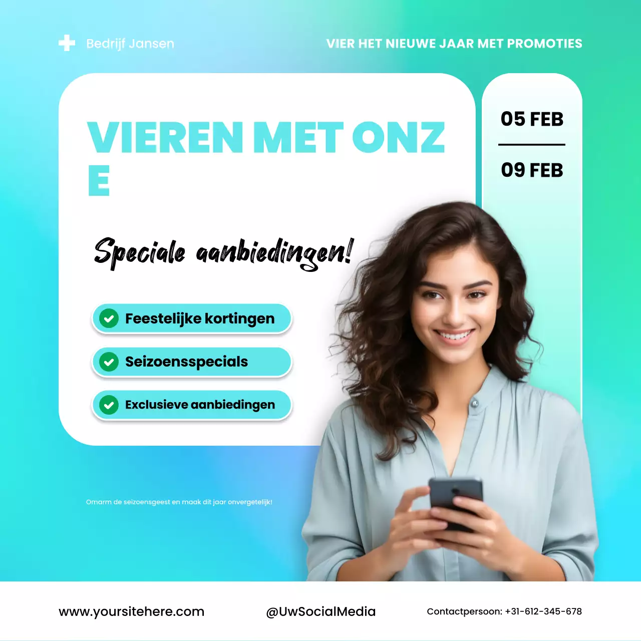 Blauw-witte nieuwjaarspromotie Social Media Square