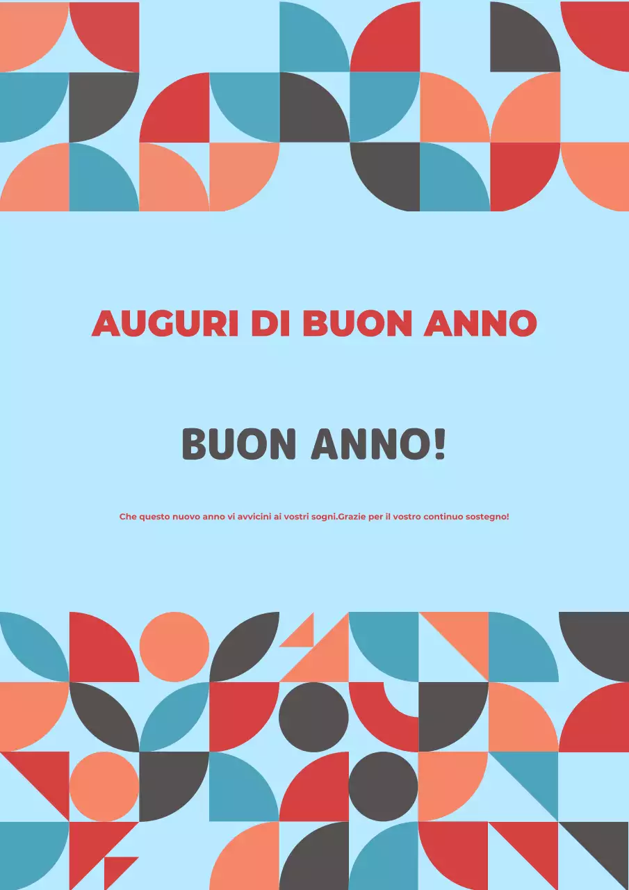 Auguri di buon anno geometrici e colorati