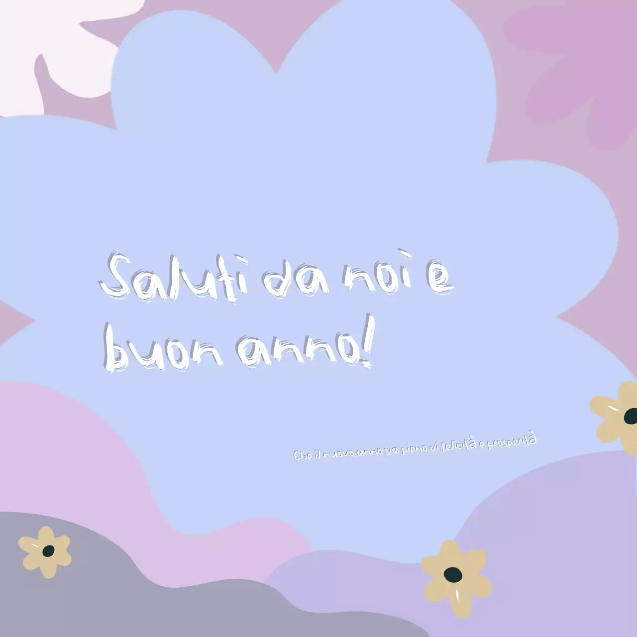 biglietto di Capodanno floreale organico viola