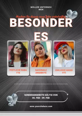 Schwarz-silbernes Neujahrs-Poster