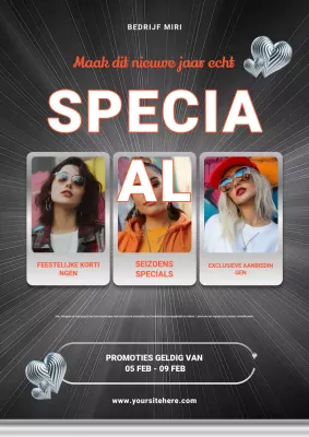 Zwarte en zilveren nieuwjaarsposter